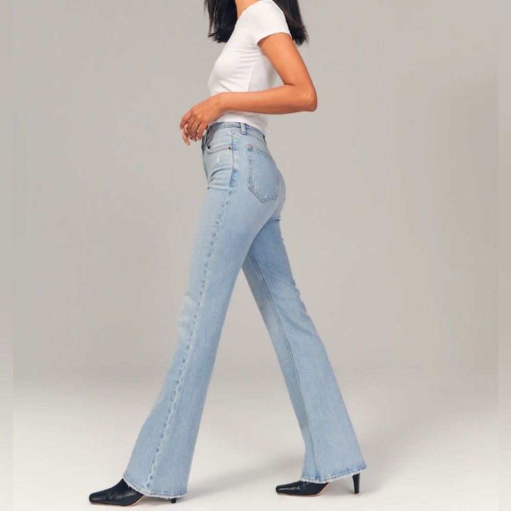 Abercrombie & Fitch Light Blue High-Rise Flare Jeans